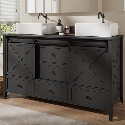 Black bathroom vanity with - 60",